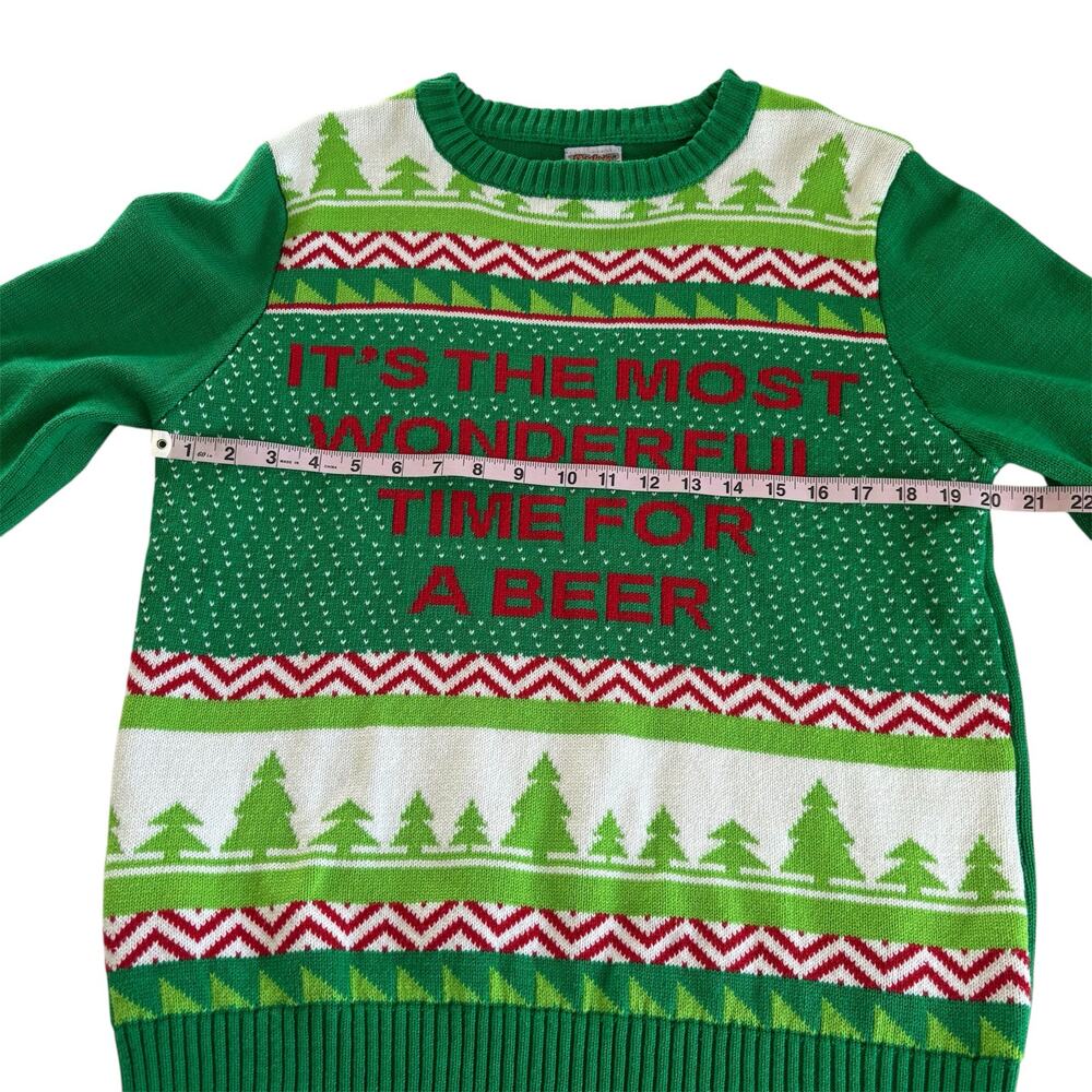 Spencers Green Wonderful Time For A Beer Ugly Christmas Sweater Adult Large - Picture 3 of 6